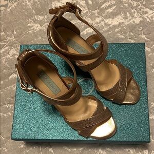 Blue by Betsey Johnson Cherl Champagne Glitter Wedges